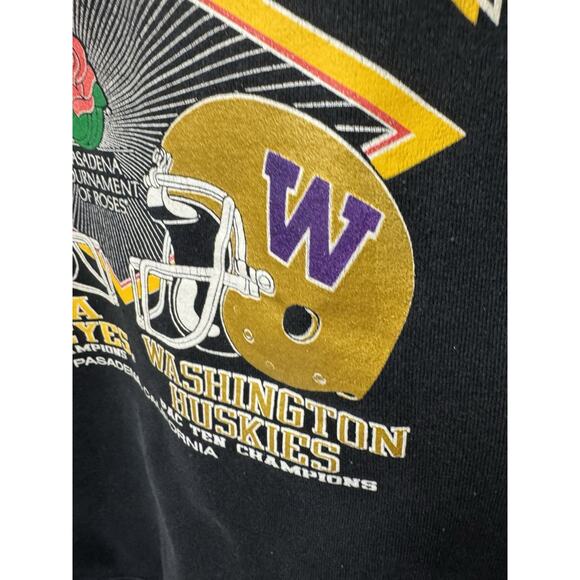 Vintage Hanes Black Rose Bowl 1991 Iowa Hawkeye Washington Huskies Sweatshirt XL - Picture 5 of 7